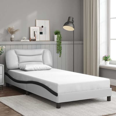 vidaXL - Bedframe - zonder - matras - "Hvar" - kunstleer - zwart - en - wit - 100x200 - cm