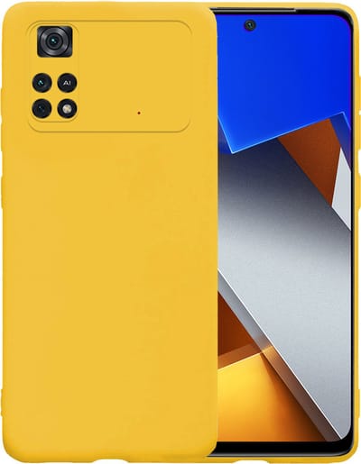 Hoesje - Geschikt voor Xiaomi Poco X4 Pro 5G - Sterk & Shockproof - Siliconen Case - Hoes Cover - Telefoonhoes - Geel