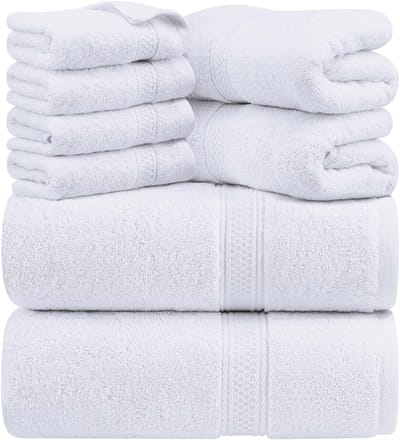Unyqoos® Zachte en Luxe 8-delige Handdoekenset voor Badkamer en Spa Ervaring