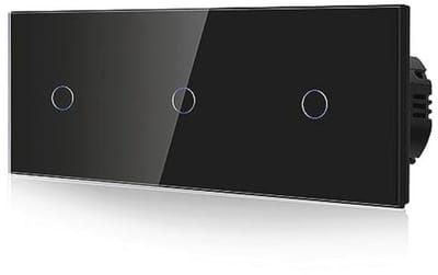 Touch lichtschakelaar voor wandmontage, 1-voudig en 1-weg, met modern design van gehard glas, zwart