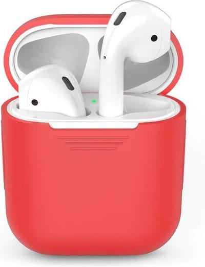 Airpods silicone Case Cover Hoesje  Rood  geschikt voor AirPods 1/2