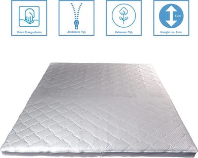 Anno 1588 Luxe Topper Traagschuim Cannes - Katoenen tijk - Hotelkwaliteit - ca. 8cm - 80x200