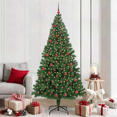 vidaXL - Kunstkerstboom - Groen - 210 - cm - PVC - en - Staal - en - Kunststof