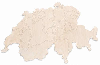Houten wanddecoratie - Wooden wall decoration | Landkaart Zwitserland 45 x 28cm Country map Switzerland | Licht hout - Natural wood | Muurdecoratie - Wall art - Wandfiguur Suisse - Schweitz - Echt Hout - Real Wood