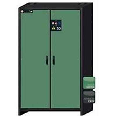 Veiligheidskast type 30 asecos Q-CLASSIC-30, scharnierende deuren, reseda groen front, B 1164 x D 620 x H 1947 mm