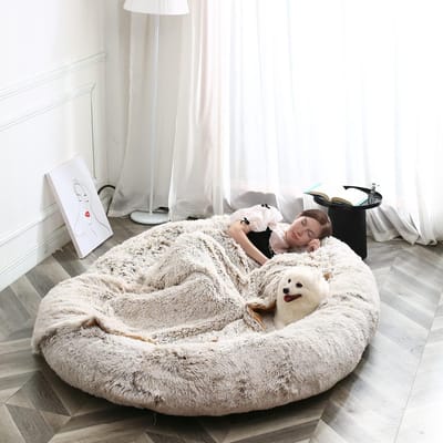 Grand Lit pour Chien Chenil Humain Tapis pour Animaux Chaleur Hivernale Amovible et Lavable Canapé Paresseux Chenil Géant pour Chien Amovible et Lavable 5XL (165x100x25)