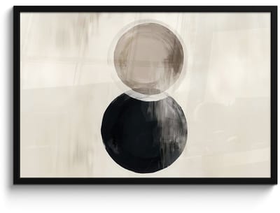 Poster in lijst - Fotolijst 90x60 cm - Posters - Cirkels - Vorm - Beige - Abstract - Posterlijst zwart - Decoratie - Wanddecoratie woonkamer - Muurdecoratie slaapkamer