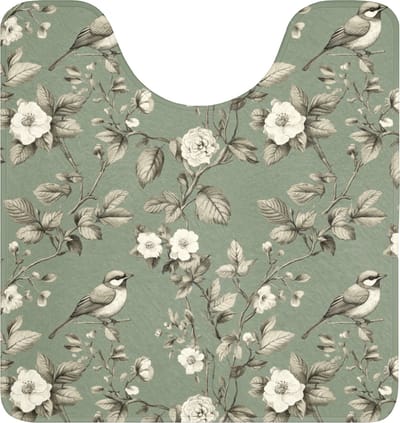 WC mat met uitsparing 55x60 cm - Antislip - Botanisch - Vogels - Groen - Toiletmat met uitsnijding - Vloermat - Douchemat - Toilet tapijt - Toiletmatten