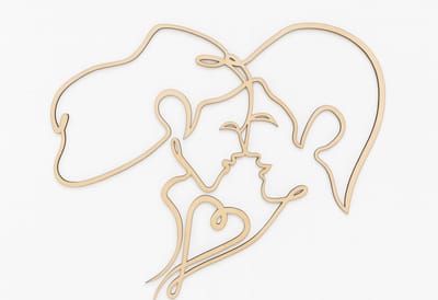 Houten Wanddecoratie Koppel – 30x28 cm – Populierenhout 6mm – Line Art Design – Romantische Muurdecoratie – Lasergesneden – Uniek Cadeau voor Hem & Haar