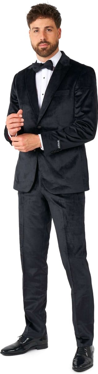 OppoSuits Black Velvet Tuxedo - Heren Tuxedo Smoking met Vlinderdas - Chique - Zwart - Maat: EU 46