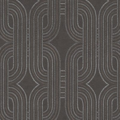 Retro behang Profhome 399374-GU vliesbehang licht gestructureerd met grafisch patroon en metalen accenten antraciet zilver donkerbruin grijs 5,33 m2