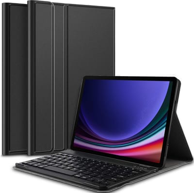 Hoes met toetsenbord geschikt voor Samsung Galaxy Tab S10 FE / S10 Lite / S9 FE / S9 - Keyboard Book Case Cover Hoesje Zwart