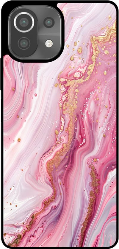 Smartphonica Telefoonhoesje Geschikt voor Xiaomi 11 Lite met marmer opdruk - TPU backcover case marble design - Roze geschikt voor Xiaomi 11 Lite