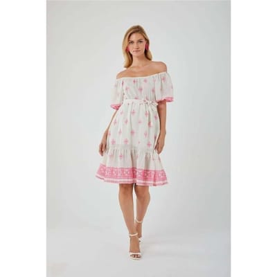 Bloemen Off Shoulder Midi-jurk