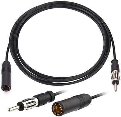 Autoradio antennekabel FM/AM met DIN-plug – coaxiale verlengkabel voor auto – 75 Ohm – Zwart