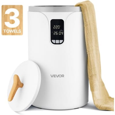 VEVOR Handdoekverwarmer met emmer van 20 liter, LED-display en instellingen (timer en temperatuur) en veiligheidsslot, handdoekverwarmer voor badkamer, wasruimte of vloer, voor het verwarmen van dekens en pyjama's.