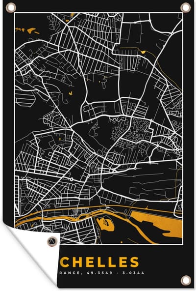 Muurdecoratie Frankrijk - Chelles - Stadskaart - Plattegrond - Kaart - 120x180 cm - Tuinposter - Tuindoek