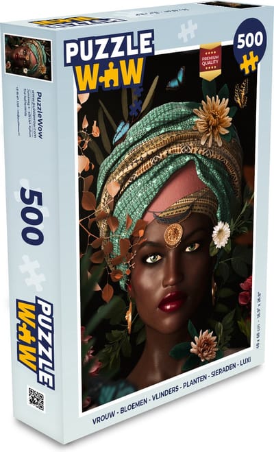 Puzzel Vrouw - Bloemen - Vlinders - Planten - Sieraden - Luxe - Legpuzzel - Puzzel 500 stukjes