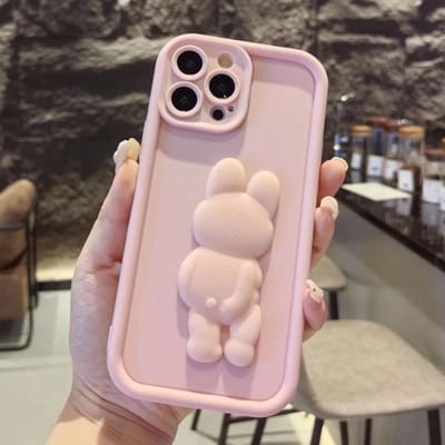 Schattig Koreaans Cartoon 3D Beer Telefoonhoesje Voor iPhone 15 14 13 12 11 Pro Max XR XS X 7 8 Plus SE Schokbestendig Siliconen Zachte Cover For iPhone 14 Pro gray