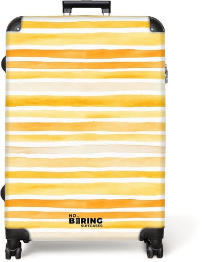 NoBoringSuitcases.com® - Koffer groot - Reiskoffer lichtgewicht - Strepen patroon geel - Rolkoffer met 4 wielen - Grote trolley XL - 98 liter bagage