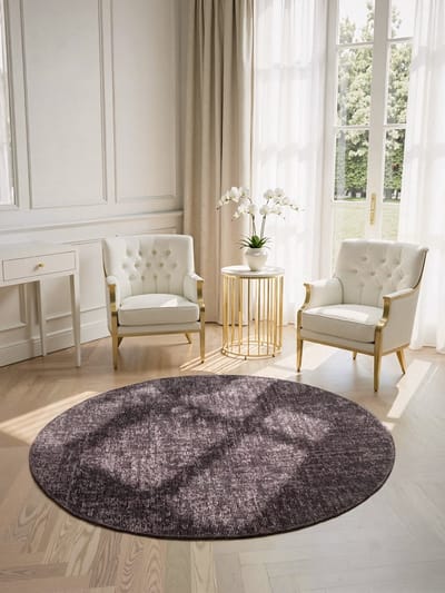 Flycarpets Prisma - Laagpolig Vloerkleed - Vintage / Modern Tapijt - Bruin - Ø 160cm rond