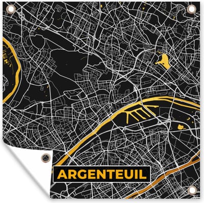 Tuin poster Frankrijk – Plattegrond – Kaart – Argenteuil – Stadskaart - 200x200 cm - Tuindoek