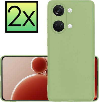Hoesje - 2 Stuks - Geschikt voor OnePlus Nord 3 - Sterk & Shockproof - Case Siliconen - Back Cover - Telefoon Hoes - Groen