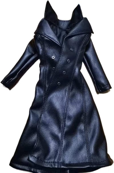 Vrouwelijke Soldaat Jas - Trenchcoat Model - Actiefiguur Kleding - Met Draad - 1/6 Schaal - Zwart