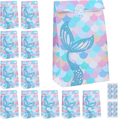 Papieren Cadeauzakken - 12 Stuks, Ideaal voor Snoep, Feestjes, Verjaardagen en Kerstmis