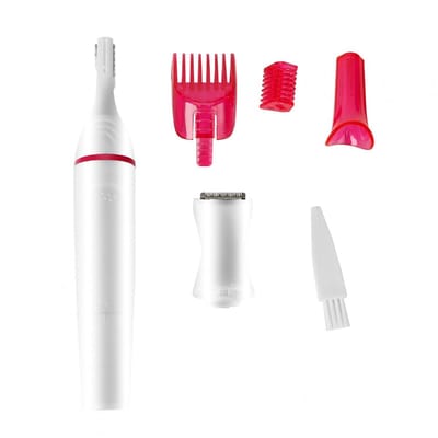 Dailygoody - Elektrische gezichtshaartrimmer - 4-in-1 multifunctioneel - Roestvrijstalen messen - Dames en heren - Voor fijn haar - Batterij aangedrev