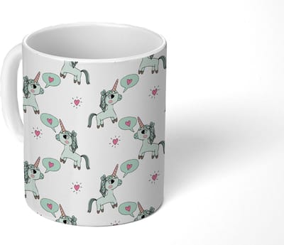 Mok - Koffiemok - Unicorn - Patronen - Kind - Mokken - 350 ML - Beker - Koffiemokken - Theemok