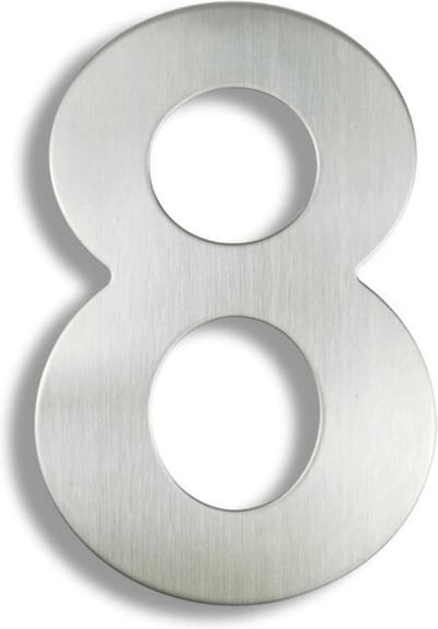 Huisnummer Zilver RVS nr. 8 - 15 cm hoog - Modern RVS Huisnummer - Roestvrij Staal