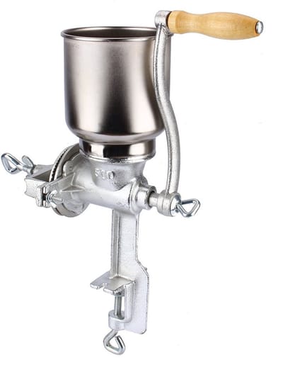 Unyqoos® Handmatige metalen graanmolen voor diverse granen en specerijen, Gußeisen, Silber, 3,75 Kilogram