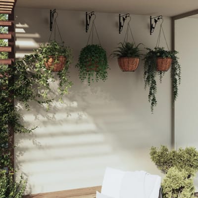 vidaXL - Hangmandbeugels - met - plantenbakken - 4 - st - staal - zwart