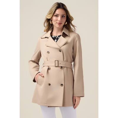 Oltre Trench Coat With Coated Fabric Trim Beige Size: 44 | Trench Coats Outlet | Dames | Beige