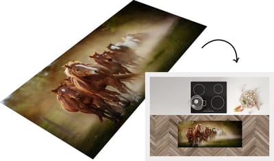Keukenloper - Loper keuken - Paarden - Licht - Natuur - 120x50 cm - Keukenloper vinyl