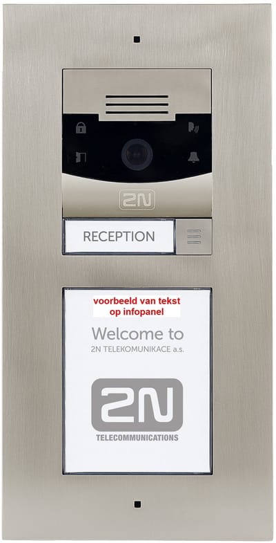 DEURINTERCOM - 1 druktoets / button - camera - met infopanel en lichtnetadapter - deuropener-relais - opbouw - VoIP/IP/SIP - 2N Helios IP Verso - uitbreidbaar - video parlofoon