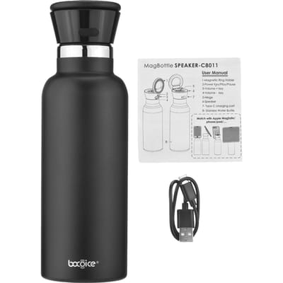 550ml Waterfles met BT Speaker Oplaadbare Magnetische Speaker Waterfles Roestvrij Staal Water L zwart