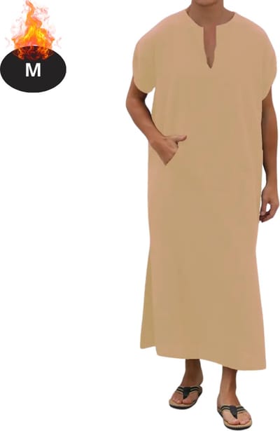 Nivard Islamitische Kleding - Djellaba Heren - Moslim Kleding - Arabisch Mannen Kaftan - Alhamdulillah - Khaki M