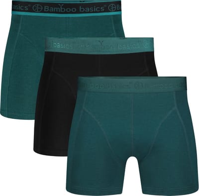 Bamboo Basics Heren Bamboe Boxershorts Rico (3-pack) - Petrol - Ondergoed Heren - Boxershort Heren Lange pijp - Maat S