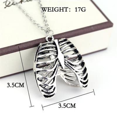 Mode Gotisch Ribbenkast Ketting Anatomisch Skelet Hart Goth Punk Unieke Retro Hanger Ketting Sieraden Voor Mannen Vrouwen Cadeaus 50cm gray