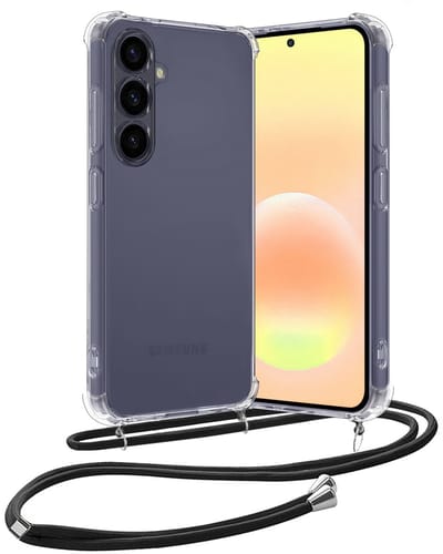 Hoes - Geschikt voor Samsung Galaxy A57 - Met Koord - Shock Proof - Siliconen Case - Back Cover - Telefoonkoord - Telefoon Hoesje Shockproof - Telefoonketting - Transparant