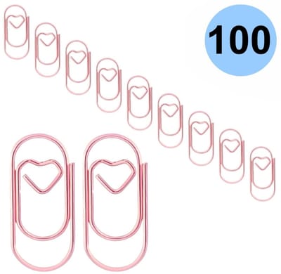 Fako Bijoux - 100x Mini Paperclip Hart Rosé Goud - Rosé Goudkleurige Hartjes Paperclips - Clip Hart Rosé Goud - Sluitclip - Paperclip - Papierklem - Cadeauverpakking - Trouwen - Geboorte - 100 Stuks