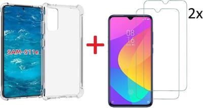 Hoesje Geschikt Voor Samsung Galaxy S20 Hoesje - Clear Anti Shock Back hoesje & 2x Screenprotector Combi - transparant