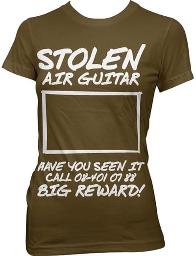 Hybris Stolen Air Guitar! Girly T-shirt voor dames, bruin