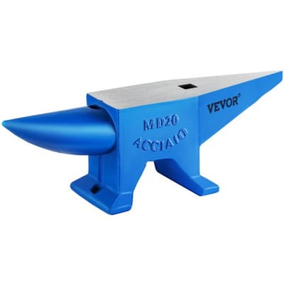 VEVOR Smid Aambeeld, 20KG Hoorn Aambeeld, 452 mm Lengte Aambeeld Gereedschap, Draagbaar Gietijzer Gesmeed Staal Smid Forge Aambeeld Tool, Gewicht Stalen Aambeeld Smid met Rond en Vierkant Gat, Blauw