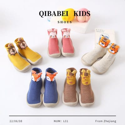 Kinder vloersokken lente nieuw cartoon katoen baby thuis antislip vloersokken zacht rubber 22/23 Inner length 13.5cm beige
