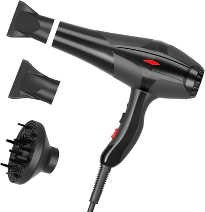 Fohn met Diffuser - Haardroger Krullen - Haarfohn - Fohnborstel - Zwart