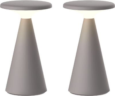 Luxus Europe - Tafellamp Zakynthos - Set van 2 Taupe - Draadloze Tafellamp Buiten - Oplaadbaar - USB-C - Dimbaar - Warm Wit - Waterbestendig