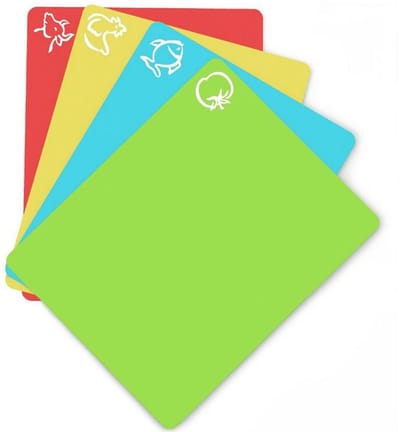4x Flexibele snijplanken - Keukenplanken - 2 mm hoog - Blauw, Geel, Rood, Groen - Jonyx